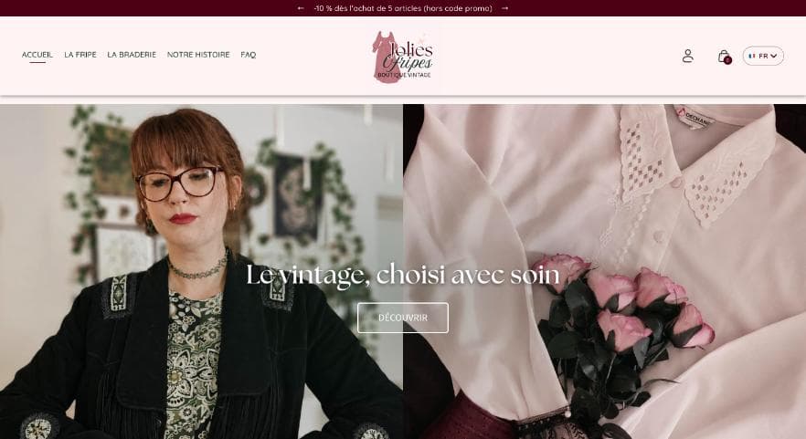 Page d'accueil de Jolies Fripes